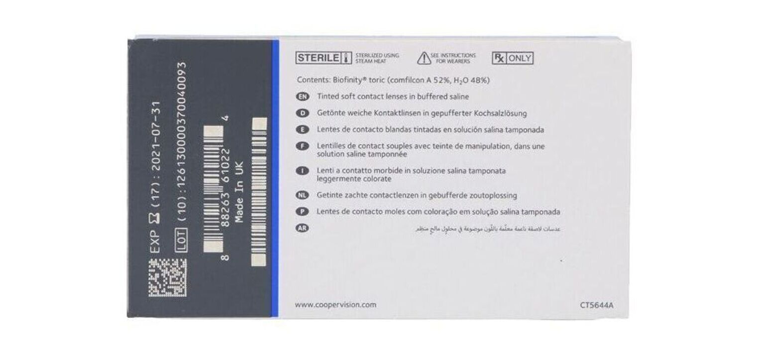 Biofinity toric - Boîte de 3 - Lentilles Mensuelle