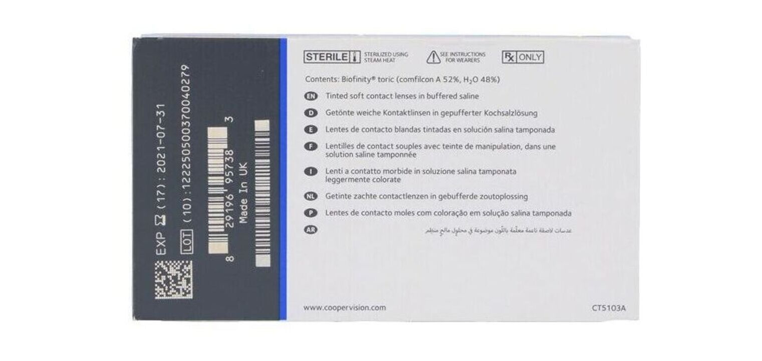 Biofinity toric - 6er Schachtel - Monatslinsen